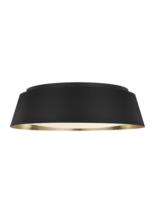 Generation Lighting Asher Large Flush Mount Midnight Black Finish With Silk Screen White Inside Clear Outside Glass Shade (EF1005MBK)