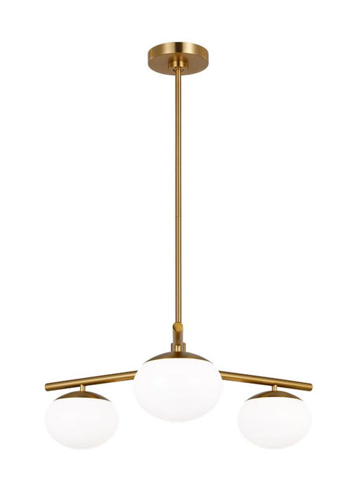 Generation Lighting Lune Modern Indoor Dimmable 3-Light Semi-Flush Mount In A Burnished Brass Finish And Milk White Glass Shades (EF1063BBS)