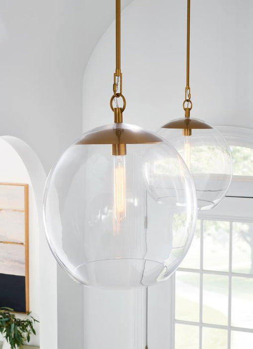 Generation Lighting Atlantic Round Pendant Burnished Brass Finish With Clear Glass Shade (CP1041BBS)
