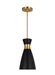 Generation Lighting Heath Modern Mid-Century Indoor Dimmable Small 1-Light Pendant A Midnight Black/Burnished Brass-A Matte White Steel Shade (EP1221MBKBBS)