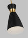 Generation Lighting Heath Modern Mid-Century Indoor Dimmable Small 1-Light Pendant A Midnight Black/Burnished Brass-A Matte White Steel Shade (EP1221MBKBBS)