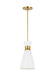 Generation Lighting Heath Small Pendant Matte White and Burnished Brass Finish With Matte White Steel Shade (EP1221MWTBBS)