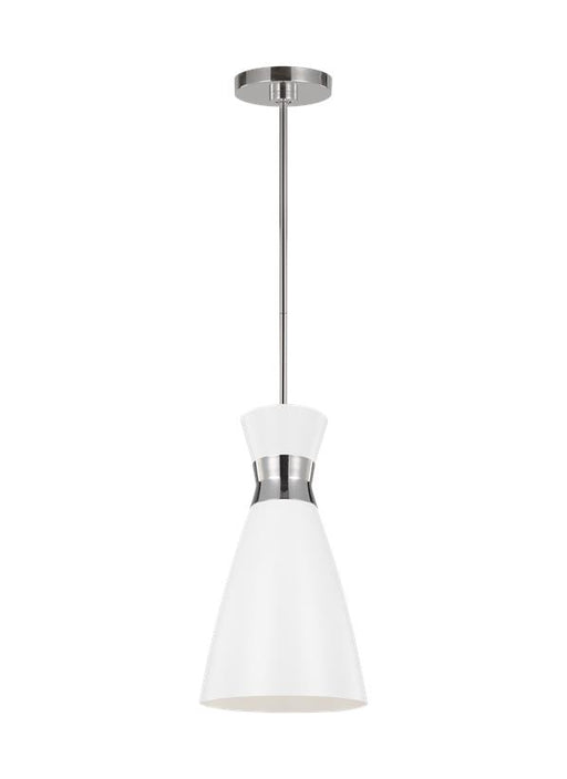 Generation Lighting Heath Small Pendant Polished Nickel Finish With Matte White Steel Shade (EP1221MWTPN)