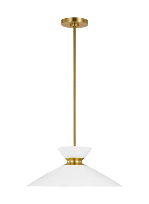 Generation Lighting Heath Wide Pendant Matte White and Burnished Brass Finish With Matte White Steel Shade (EP1231MWTBBS)