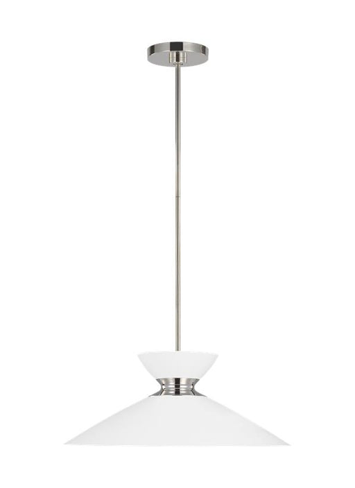 Generation Lighting Heath Wide Pendant Polished Nickel Finish With Matte White Steel Shade (EP1231MWTPN)