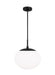 Generation Lighting Lune Modern Mid-Century Large Indoor Dimmable 1-Light Pendant In An Aged Iron Finish And Milk White Glass Shades (EP1341AI)