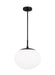Generation Lighting Lune Modern Mid-Century Large Indoor Dimmable 1-Light Pendant In An Aged Iron Finish And Milk White Glass Shades (EP1341AI)