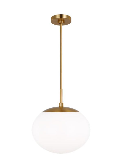 Generation Lighting Lune Modern Mid-Century Large Indoor Dimmable 1-Light Pendant In A Burnished Brass Finish And Milk White Glass Shades (EP1341BBS)