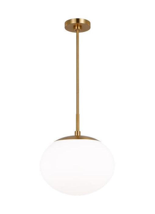 Generation Lighting Lune Modern Mid-Century Large Indoor Dimmable 1-Light Pendant In A Burnished Brass Finish And Milk White Glass Shades (EP1341BBS)