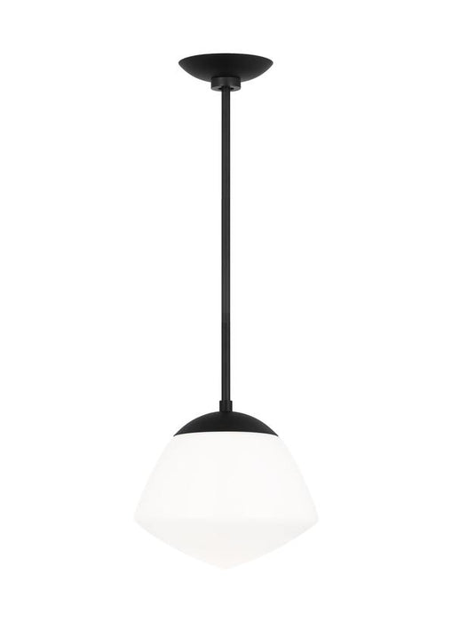 Generation Lighting Ellen Degeneres Milne 1-Light Large Pendant In Midnight Black Finish With Milk Glass Shade (EP1351MBK)