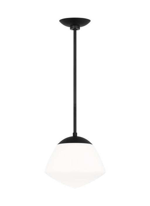 Generation Lighting Ellen Degeneres Milne 1-Light Large Pendant In Midnight Black Finish With Milk Glass Shade (EP1351MBK)