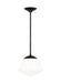 Generation Lighting Ellen Degeneres Milne 1-Light Large Pendant In Midnight Black Finish With Milk Glass Shade (EP1351MBK)