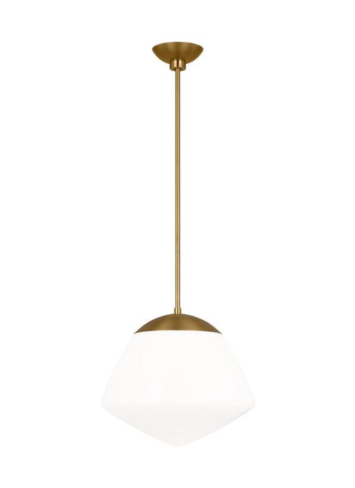 Generation Lighting Ellen Degeneres Milne 1-Light Small Pendant In Burnished Brass Finish With Milk Glass Shade (EP1361BBS)