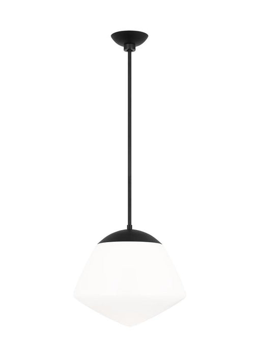 Generation Lighting Ellen Degeneres Milne 1-Light Small Pendant In Midnight Black Finish With Milk Glass Shade (EP1361MBK)