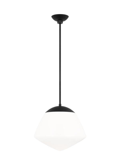 Generation Lighting Ellen Degeneres Milne 1-Light Small Pendant In Midnight Black Finish With Milk Glass Shade (EP1361MBK)