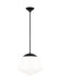 Generation Lighting Ellen Degeneres Milne 1-Light Small Pendant In Midnight Black Finish With Milk Glass Shade (EP1361MBK)