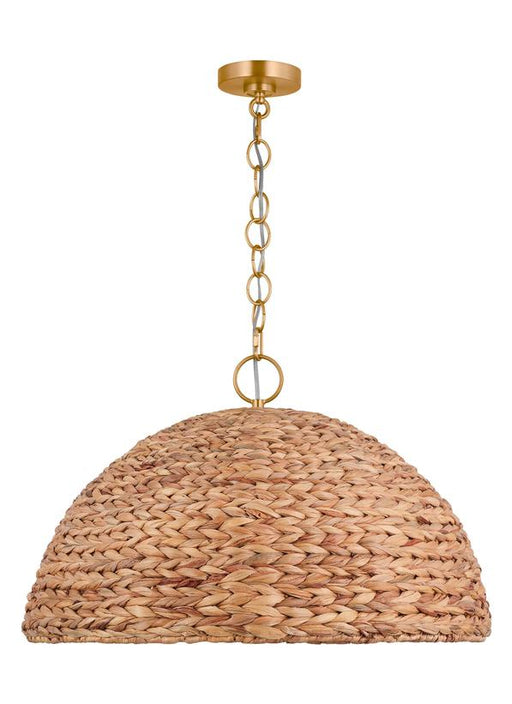 Generation Lighting Ellen Degeneres Cay 3-Light Large Pendant In Burnished Brass Finish With Water Fairy Grass Sea Grass Shade (EP1373BBS)