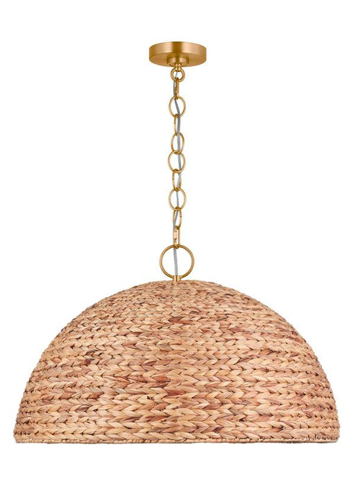 Generation Lighting Ellen Degeneres Cay 3-Light Extra Large Pendant In Burnished Brass Finish With Water Fairy Grass Sea Grass Shade (EP1383BBS)