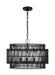 Generation Lighting Ellen Degeneres Elio 4-Light Medium Hanging Shade Pendant In Aged Iron Finish With Black Bamboo Shade (EP1394AI)