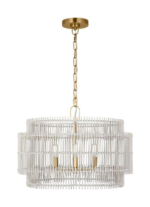 Generation Lighting Ellen Degeneres Elio 4-Light Medium Hanging Shade Pendant In Burnished Brass Finish With White Wash Bamboo Shade (EP1394BBS)