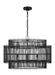 Generation Lighting Ellen Degeneres Elio 4-Light Large Hanging Shade Pendant In Aged Iron Finish With Black Bamboo Shade (EP1404AI)