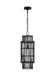 Generation Lighting Ellen Degeneres Elio 1-Light Small Hanging Shade Pendant In Aged Iron Finish With Black Bamboo Shade (EP1411AI)