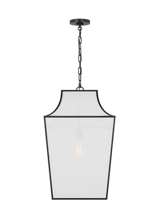 Generation Lighting Ellen Degeneres Arnio 1-Light Large Pendant In Aged Iron Finish With White Linen Fabric Shade (EP1421AI)