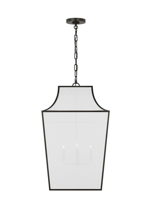 Generation Lighting Ellen Degeneres Arnio 4-Light Extra Large Pendant In Aged Iron Finish With White Linen Fabric Shade (EP1434AI)