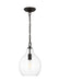 Generation Lighting Ellen Degeneres Magnus 1-Light Large Pendant In Aged Iron Finish With Clear Glass Shade (EP1451AI)