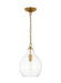 Generation Lighting Ellen Degeneres Magnus 1-Light Large Pendant In Burnished Brass Finish With Clear Glass Shade (EP1451BBS)