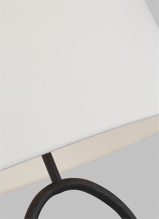 Generation Lighting Indo Table Lamp Aged Iron Finish With White Linen Shade (ET1001AI1)