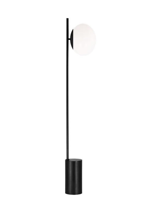 Generation Lighting Lune Mid-Century Indoor Dimmable 1-Light Floor Lamp In An Aged Iron Finish With A Milk White Glass Shade (ET1361AI1)