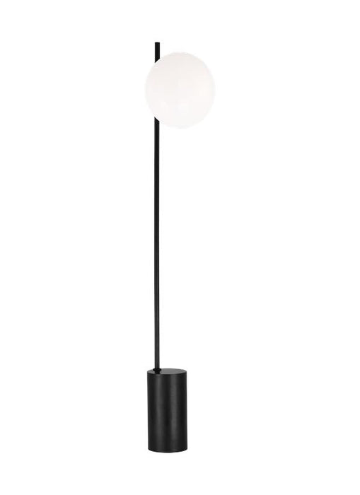 Generation Lighting Lune Mid-Century Indoor Dimmable 1-Light Floor Lamp In An Aged Iron Finish With A Milk White Glass Shade (ET1361AI1)