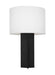 Generation Lighting Bennett Casual 1-Light LED Medium Table Lamp In Aged Iron Grey Finish With White Linen Fabric Shade (ET1491AI1)
