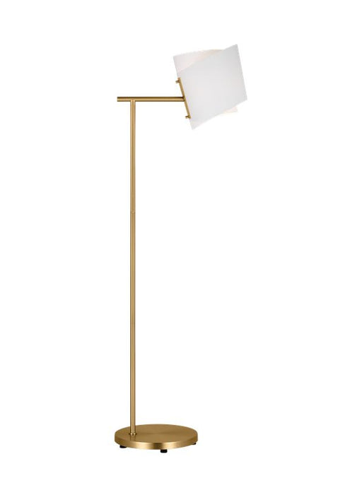 Generation Lighting Paerero Modern 1-Light LED Medium Task Floor Lamp In Burnished Brass Gold Finish With White Paper Shade (ET1501BBS1)