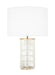 Generation Lighting Ellen Degeneres Elio 1-Light Medium Table Lamp In Burnished Brass Finish With White Linen Fabric Shade (ET1511BBS1)