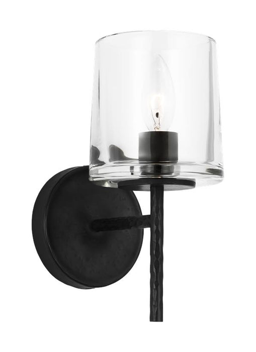 Generation Lighting Marietta Industrial Indoor Dimmable 1-Light Wall Sconce In An Aged Iron Finish With A Clear Glass Shade (EV1001AI)