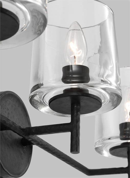 Generation Lighting Marietta Industrial Indoor Dimmable 3-Light Vanity In An Aged Iron Finish With A Clear Glass Shade (EV1003AI)