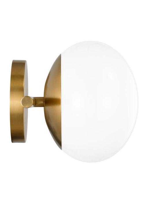 Generation Lighting Lune Mid-Century Indoor Dimmable 2-Light Vanity In A Burnished Brass Finish With A Milk White Glass Shades (EV1012BBS)