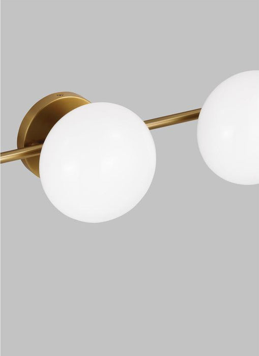 Generation Lighting Lune Mid-Century Indoor Dimmable 3-Light Vanity In A Burnished Brass Finish With A Milk White Glass Shades (EV1013BBS)
