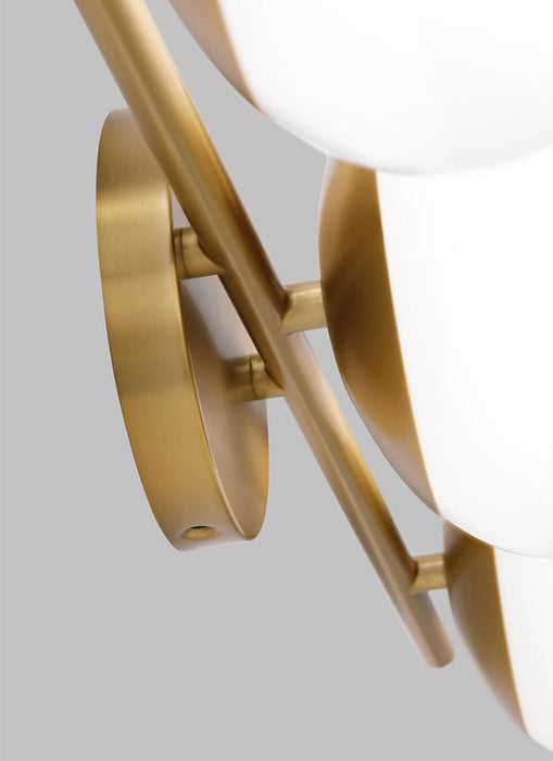 Generation Lighting Lune Mid-Century Indoor Dimmable 3-Light Vanity In A Burnished Brass Finish With A Milk White Glass Shades (EV1013BBS)