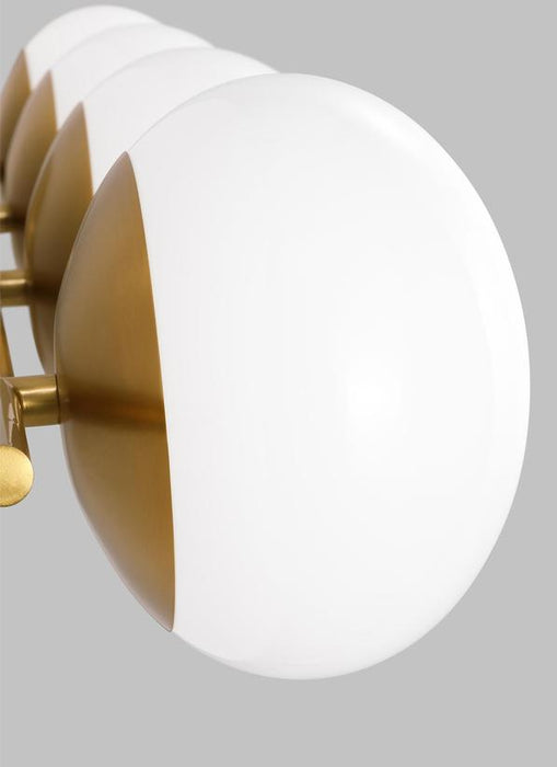Generation Lighting Lune Mid-Century Indoor Dimmable 4-Light Vanity In A Burnished Brass Finish With A Milk White Glass Shades (EV1014BBS)