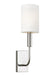 Generation Lighting Brianna Sconce Polished Nickel Finish With White Linen Shade (EW1001PN)