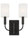 Generation Lighting Brianna Double Sconce Aged Iron Finish With White Linen Shades (EW1002AI)