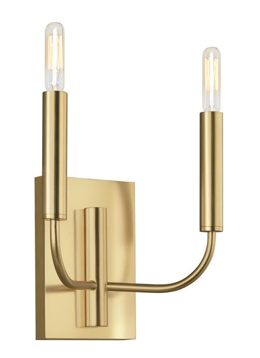 Generation Lighting Brianna Double Sconce Burnished Brass Finish With White Linen Shades (EW1002BBS)