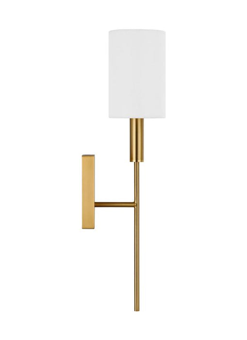 Generation Lighting Brianna Contemporary Indoor Dimmable 1-Light Tail Sconce In A Burnished Brass Finish With A White Linen Shade (EW1161BBS)