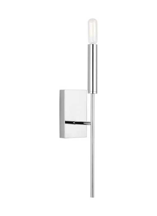 Generation Lighting Brianna Contemporary Indoor Dimmable 1-Light Tail Sconce In A Polished Nickel Finish With A White Linen Shade (EW1161PN)