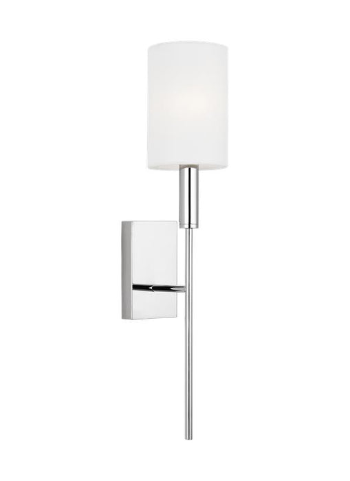 Generation Lighting Brianna Contemporary Indoor Dimmable 1-Light Tail Sconce In A Polished Nickel Finish With A White Linen Shade (EW1161PN)