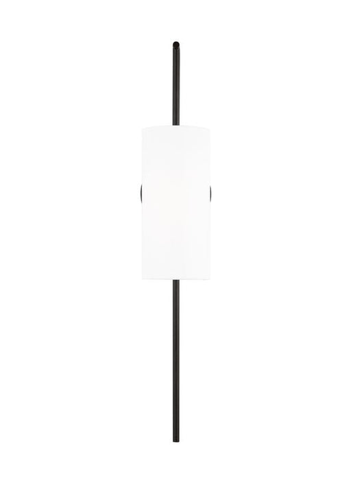 Generation Lighting Ellen Degeneres Lowell 1-Light Large Sconce In Aged Iron Finish With White Linen Fabric Shade (EW1201AI)