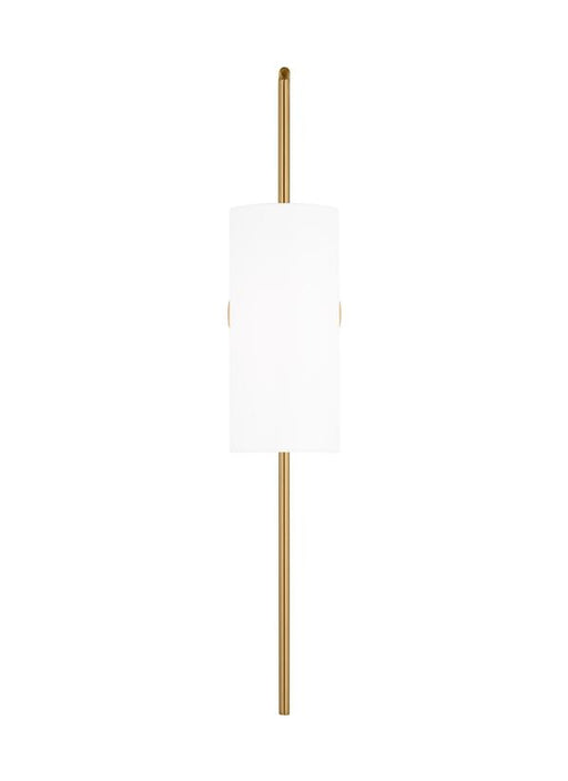 Generation Lighting Ellen Degeneres Lowell 1-Light Large Sconce In Burnished Brass Finish With White Linen Fabric Shade (EW1201BBS)